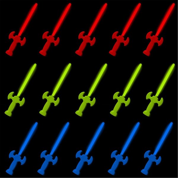 15 Knicklicht Schwerter, in rot, grün, blau