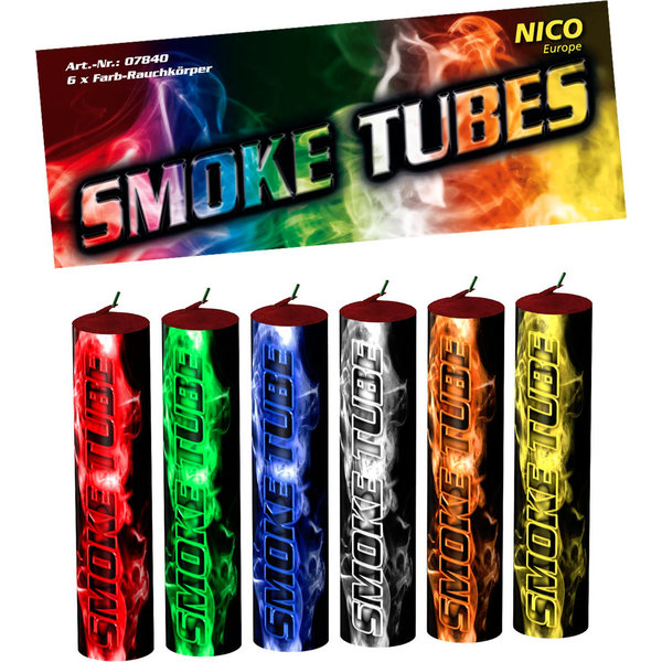 Smoke Tubes / Rauchfackeln, versch. Farben, 6er, Kat. T1